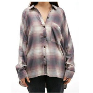 BDG Urban Outfitters Shirt Womens Lg Brendan Drapey Button Down Lilac Oversized